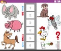 Educational task with big and small animals for kids