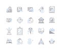 Educational technology line icons collection. E-learning, Edtech, Gamification, Virtual, Adaptive, Augmented, Platforms