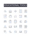 Educational tools line icons collection. Algorithmic, Automated, Classification, Clustering, Cognitive, Data-driven Royalty Free Stock Photo