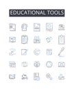 Educational tools line icons collection. Learning aids, Academic resources, Training materials, Instructional gear