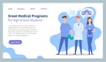 Educational website landing page, great medical programs for high school students, medical education