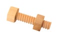 Educational Wooden Screw Nut Block Toy isolated on a white background Royalty Free Stock Photo