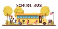 School Bus Cartoon Illustration