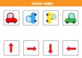 Match cards. Fish set. Spatial orientation for kids