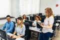 Educator and students in programming school Royalty Free Stock Photo