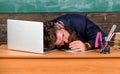 Educators more stressed work than average people. High level fatigue. Exhausting work school cause fatigue. Educator