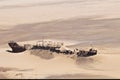 Edward Bohlen shipwreck on Namib desert, Skeleton Coast, Namibia. Royalty Free Stock Photo