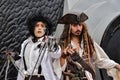 Edward Scissorhands and Captain Jack Sparrow Johnny Depp, cosplays Royalty Free Stock Photo