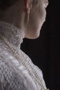 Edwardian woman in white blouse close up Royalty Free Stock Photo