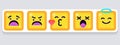 Square Emoticons Yellow Emoji faces emoticon smile, digital smiley expression emotion feelings, chat cartoon emotes