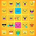 Square Emoticons Yellow Emoji faces emoticon smile, digital smiley expression emotion feelings, chat cartoon emotes Royalty Free Stock Photo