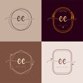 EE Initial handwriting logo vector sets. Hand lettering Initials logo branding, Feminine and luxury logo design