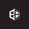 EE Logo monogram hexagon with black background negative space Royalty Free Stock Photo