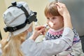 Eear Nose Throat medical examination of little girl
