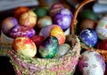 Eeaster eggs in baskets Royalty Free Stock Photo