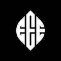 EEE circle letter logo design with circle and ellipse shape. EEE ellipse letters with typographic style. The three initials form a Royalty Free Stock Photo