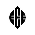 EEE circle letter logo design with circle and ellipse shape. EEE ellipse letters with typographic style. The three initials form a Royalty Free Stock Photo