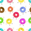 Illustration Vector Graphic Of Colorful Donuts Character Cartoon Seamless Pattern Royalty Free Stock Photo