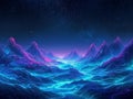 Etheric Topography: A Neon Synthwave Odyssey Through the Luminous Peaks of a Digital Frontier Royalty Free Stock Photo