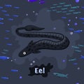 Eel. Endangered fish species. Editable vector illustration Royalty Free Stock Photo