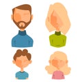 Eemotion vector family people faces cartoon avatar illustration. Woman and man emoji face icons and face cute symbols Royalty Free Stock Photo