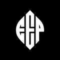 EEP circle letter logo design with circle and ellipse shape. EEP ellipse letters with typographic style. The three initials form a Royalty Free Stock Photo