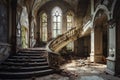 Eerie Abandoned interior castle. Generate Ai Royalty Free Stock Photo