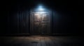 Eerie Abandonment: AI-Generated Image of a Closed, Weathered Wooden Door