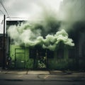 Eerie Abstract Smoke Shapes Engulfing Abandoned Industrial Building