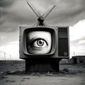 AI Dystopia: Eyes of the Watchful - generative ai Royalty Free Stock Photo