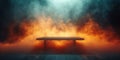 Eerie Ambient Vibes Evoked By Smoke-Enveloped Abstract Wood Table Royalty Free Stock Photo