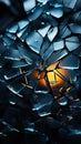 Eerie beauty Broken glass shards create captivating patterns on dark background Royalty Free Stock Photo