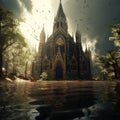 Eerie Beauty: Flooded Gothic Church, a Haunting Spectacle