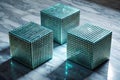 Eerie Binary Code Cubes on Marble AI Shadows and Frost A Cryptic Digital Art Piece