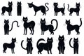 Eerie Black Cats Halloween Stickers on White Background AI Generated Royalty Free Stock Photo