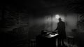 Mysterious Man In Top Hat: A Haunting Nighttime Encounter Royalty Free Stock Photo