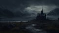 Eerie Church In Dark Mountain Landscape - Hd Wallpaper