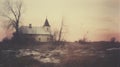 Eerie Church In A Field Retro Photo Inspired By Marianna Rothen And Svetlin Velinov Royalty Free Stock Photo