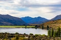 Beautiful sunset Mountain range of the Southern Alps, Lake Wanaka, at Dublin Bay, in Wanaka, Otago, South Island, New Zealand Royalty Free Stock Photo