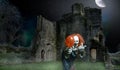 Eerie clown with an ballon attracts the viewer