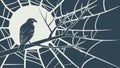 Eerie Crow on Branch in Entangling Spiderweb, vector design Generative AI Royalty Free Stock Photo