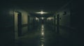 Eerie Dark Corridor: A Psychological Terror In Muted Colors