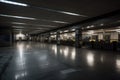 eerie and deserted airport terminal, with only the flickering of emergency lights to keep travelers company Royalty Free Stock Photo