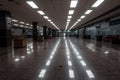 eerie and deserted airport terminal, with only the flickering of emergency lights to keep travelers company Royalty Free Stock Photo