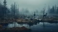 Eerie Dreamscapes: Ducks In An Icy Swamp