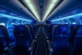 Eerie Empty aircraft blue interior light. Generate Ai