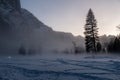 Eerie evening mist in Yosemite valley