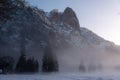 Eerie evening mist in Yosemite valley