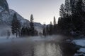 Eerie evening mist in Yosemite valley