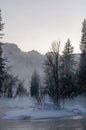 Eerie evening mist in Yosemite valley